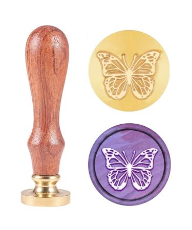 CRASPIRE Wax Seal Stamp Butterfly Sealing Wax Stamps Insect Retro Wood Stamp Wax Seal 25mm Removable Brass Seal Wood Handle for Envelopes Invitations Wedding Embellishment Bottle Decoration Butterfly Pattern