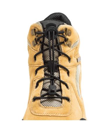 Lock Laces for Boots (1 Pair) Premium Heavy Duty Elastic No Tie Boot Laces for Boots and Shoes Black Boot
