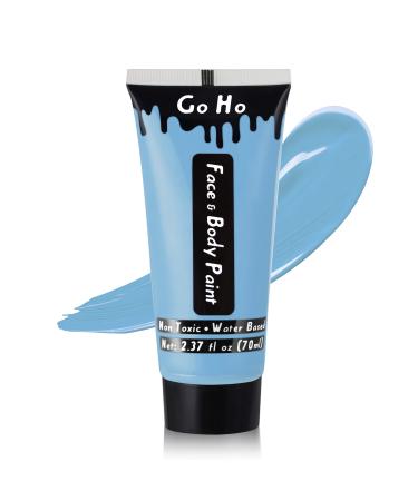 Go Ho Light Blue Cream Face Body Paint(2.37oz 70ml) Water Based Pale Blue Face Paint Light Blue Makeup Face Painting Kit for Kids Party SFX Cosplay Costumes Festivals Halloween Makeup