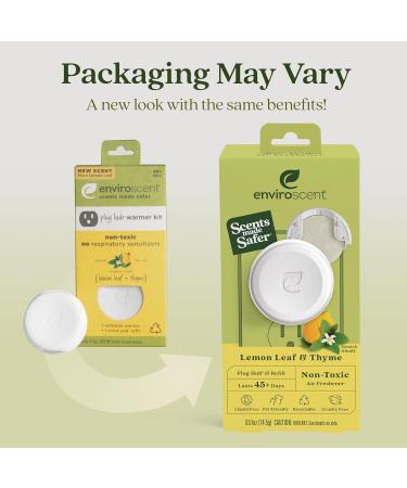 Enviroscent Non-Toxic Air Freshener - Lemon Leaf & Thyme Plug-In | 45+ Days of Home Fragrance | Refillable Essential Oil Set - Buy Online on SooperMarket.com