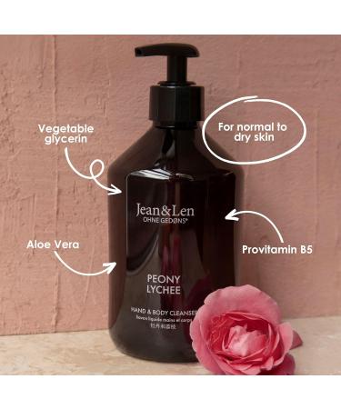 Jean & Len Hand & Body Cleanser Peony & Lychee - Vegan Floral Fragrance Soap 16.91 Fl. Oz | Minimalistic Design International Shipping - Buy Online on SooperMarket.com