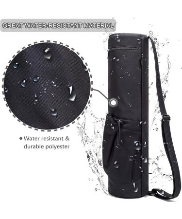 HAGUSU Waterproof Yoga Mat Bag with 2 Pockets, Adjustable Shoulder Strap - Black - Buy Online on SooperMarket.com
