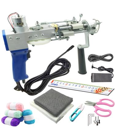 BLBO Tufting Gun Cut Pile and Loop Pile 2in1 Dual-Use rug gun rug making kit Embroidery Machine punch needle kit  DIY Efficient Hand-Held Knitting Machine 5-45 Stitches/Sec(Tufting Gun kit Adjustable)
