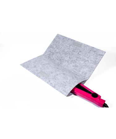 Glamza Hair Straightener Mat & Pouch - Made from Heat Resistant Safety Felt - Ideal for Home & Travel (Light Grey)