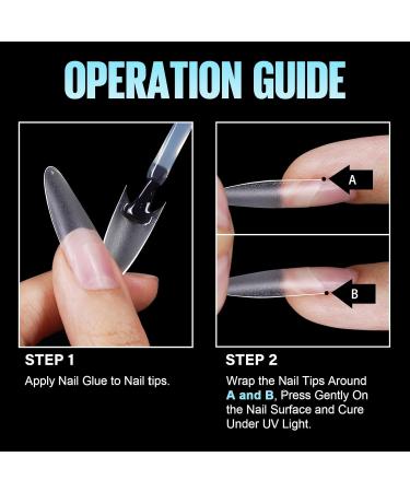 TOMICCA Long Oval French Edge Nail Tips - 240pcs Clear Matte False Nails for Acrylic Extensions | Half Cover Artificial Nails in 15 Sizes - Salon Quality - Buy Online on SooperMarket.com