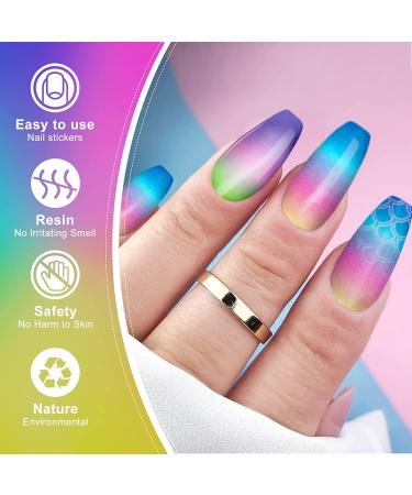 Gradient Color Nail Wraps 8 Sheet Set with Nail File & Scissors - Multicoloured Nail Art Strips for Women & Girls - Buy Online on SooperMarket.com