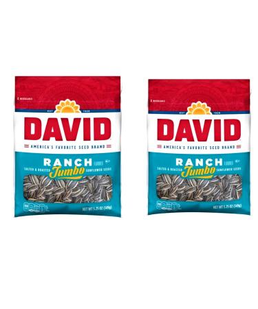 David, Sunflower Seeds, Roasted & Salted, Ranch, 5.25oz Bag (Pack of 2)