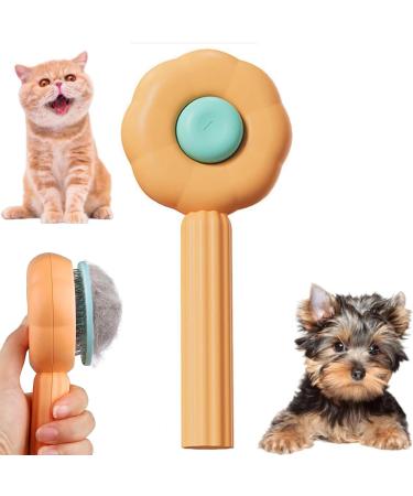 BNFGD 1Pcs Pet Hair Cleaner Brush Cute Cat Brush Dog Brush Pet Combing Brush Pet Combing Brush with Hair Removal Button Artifact for Stroking Cats and Dogs Pet Hair Cleaner Brush(Orange)