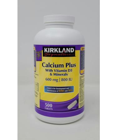 kirkland Signature Calcium Plus with Vitamin D3 & Minerals 600mg/800IU 500 tabs