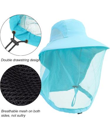 DRYIC Mosquito Head Net Mesh Hat - Extra Fine Holes Insect Netting Bug Face Shield Sun Protection Bug Bee Keeper Outdoor Fishing Hiking Camping Gardening Blue - Buy Online on SooperMarket.com