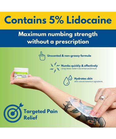 Doctor Butler's Numb It All Cream - Fast Acting 5% Lidocaine Topical Numbing Relief (1.5oz) - Buy Online on SooperMarket.com