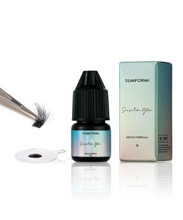 Sensitive Lash Glue Black DIY & Professional Lash Extension Glue Latex Individual Cluster Lash Glue for Eyelash Extension Glue Waterproof Lash Cluster Glue Long Lasting 2 Week Lash Glue