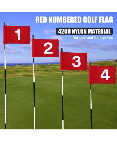 Tobwolf 4PCS Portable 15x22cm Golf Flags for Putting Green - 420D Nylon Practice Targets with Numbered Pins - Indoor/Outdoor Use - Buy Online on SooperMarket.com