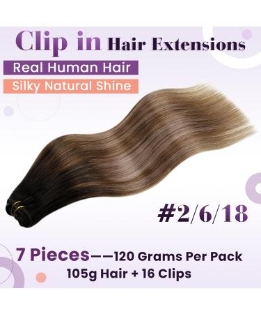 Shop Laavoo Clip-In Extensions - Real Hair Brown Balayage & Ombre - 7PCs 105g - Perfect for Easy Styling! - Buy Online on SooperMarket.com