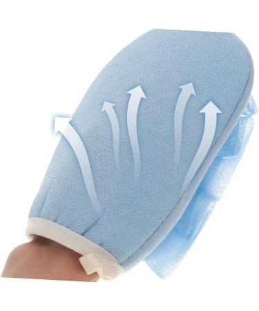 2pcs Exfoliating Gloves for Shower | Double-Sided Loofah | Blue & Pink - Remove Dead Skin & Enhance Your Skincare Routine - Buy Online on SooperMarket.com