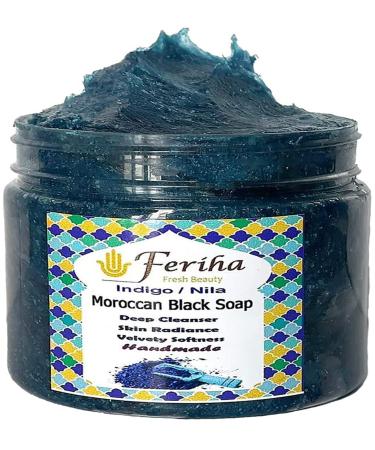 FERIHA Moroccan Black Soap Indigo Sahara Nila 100% Natural Artisan Beldi Soap