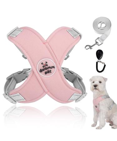 Dog harness Small dogs no pull safety crockery chest harness anti -pull reflective soft breast dishes dog harnesses dog leash for small medium -sized dogs (pink -l) l pink