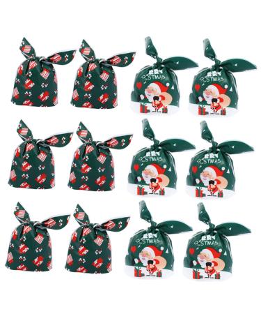 KOMBIUDA Christmas Pouches 100pcs Christmas Wrapping Bag Candy Bags Small Christmas Bags Festive Packing Bags Nougat 22.5x13.5x0.2cm Green