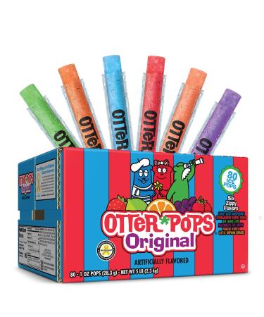 Otter Pops Freezer Ice Bars, Fat Free Ice Pops, Original Flavors (80 - 1 oz pops)