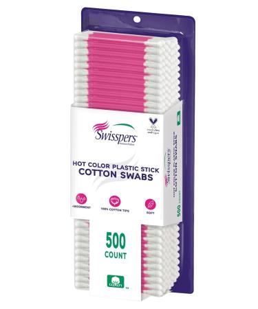 Swisspers Hot Color Cotton Swabs - 100% Cotton Double-Sided 6000 Swabs Total Pack of 12 - Ideal for Beauty & Personal Care - Buy Online on SooperMarket.com