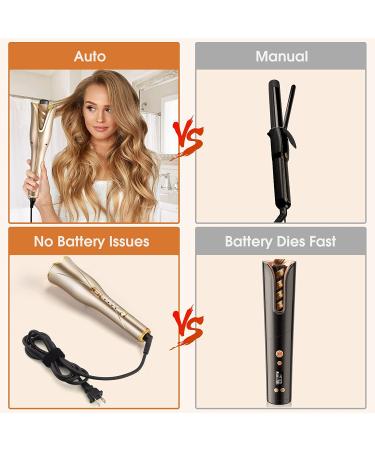 Nityrliv Automatic Hair Curler - Fast Heating Wand for Wavy and Curly Hair - 4 Temps & 3 Timer Settings - Auto Shut-Off - Gold - Buy Online on SooperMarket.com