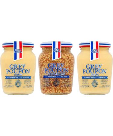 Mustard Bundle with Grey Poupon Dijon 215g x2 and Wholegrain Mustard 210g x1 - (Pack of 2) - Buy Online on SooperMarket.com