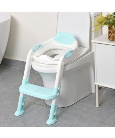 711TEK Potty Training Seat Toddler Toilet Seat with Step Stool Ladder,Potty Training Toilet for Kids Boys Girls Toddlers-Comfortable Safe Potty Seat Potty Chair with Anti-Slip Pads Ladder (Blue)