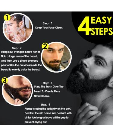 Real Beard Pen - Natural Waterproof Beard Filler & Color Pencil | Long-Lasting Sweatproof Brush for Beard & Eyebrow Definition - Black - Buy Online on SooperMarket.com