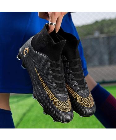 WLY Men's Soccer Boots FG Cleats 9.5 Black - Hightop Athletic Shoes for Competition/Training - Buy Online on SooperMarket.com