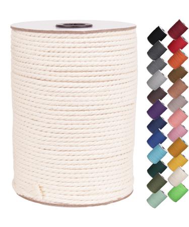 XKDOUS Macrame Cord 4mm x 150Yards  Natural Cotton Macrame Rope  3 Strand Twisted Cotton Cord for Wall Hanging  Plant Hangers  Crafts  Knitting  Decorative Projects  Soft Undyed Cotton Rope Natural Color 4mm x 150yards
