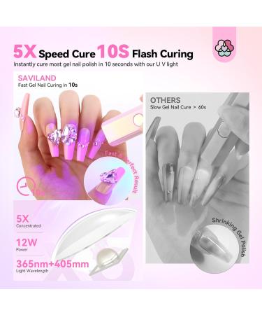 SAVILAND 12W Handheld LED UV Nail Lamp Fast Curing: Portable Mini UV Nail Lamp for Gel Nails 3 Timers 10/30/60S LED UV Lamp Rechargeable USB Nail Dryer for Home Personal DIY Self Use C-Pink Handheld Nail Lamp - Buy Online on SooperMarket.com