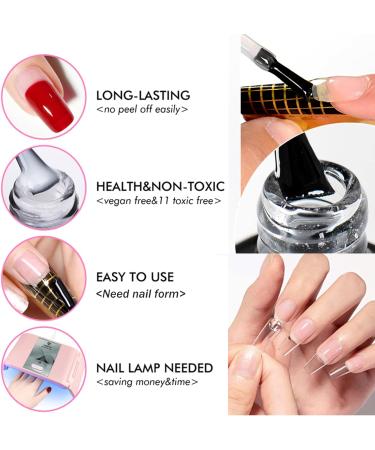 HERBENJOY Builder Gels 5 In 1 Nail Extension Gel 15ml Pink Strengthening Gel Base Gel Color Gel Nail Polish Foundation Gel Rhinestones Glue Gel For Nail Art (02 White) - Buy Online on SooperMarket.com