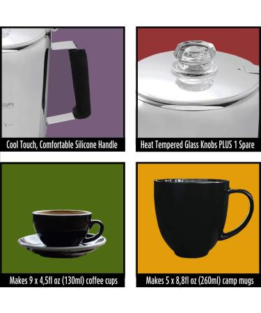 Frog Warrior Camping Coffee Pot - 9 Cup Percolator for Camps, Cabin, and RV Stovetops - Buy Online on SooperMarket.com