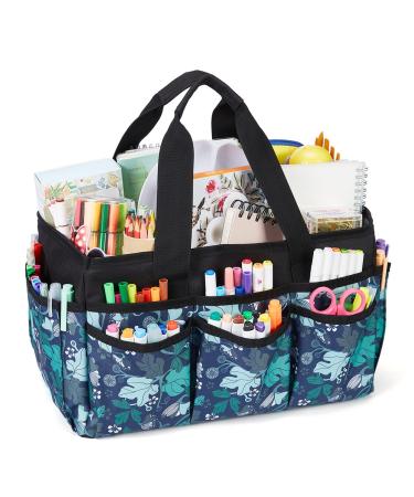 Art Supply Storage Organizer for Scrapbooking Crafts Supplies Craft Organizers and Storage Tote with Multiple Pockets(Green Floral) JOSIVIKY
