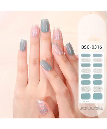 Semi Cured Gel Nail Stickers Set Natural Gloss Gel Nail Strips | Full Nail Wraps for Women Nails Art Fingernail Manicure Stickers Long Lasting Easy to Apply Adhesion - Buy Online on SooperMarket.com
