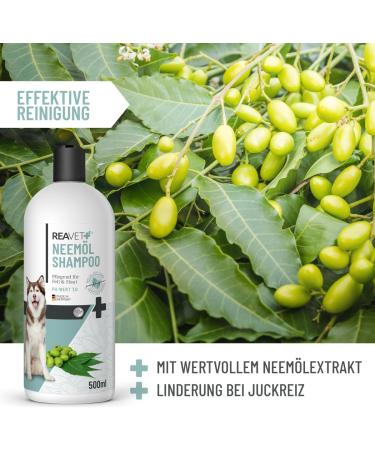 Reavet Dog Shampoo for Itching - Neem Oil Formula for Mites Fleas Ticks | Suitable for All Breeds & Puppies - Pleasant Fragrance 500ml - Buy Online on SooperMarket.com