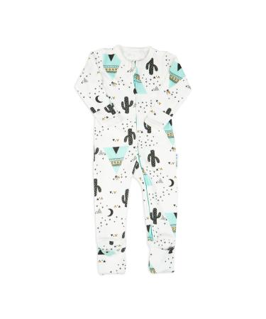 100% Cotton Two-Way Zipper Baby Sleepsuit Unisex Gender Neutral Onesie Romper for Boys and Girls Double Zip Footless with Fold Over Cuffs on Hands and Feet 3-6 Months Teepee