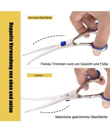 Virtue Yun Dog Scissors - Curved Stainless Steel Pet Grooming Scissors for Cats & Dogs with Safety Tip - Buy Online on SooperMarket.com