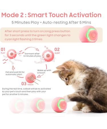 Baytion Interactive Cat Toy Ball with LED Light - USB Rechargeable (Pink) - Buy Online on SooperMarket.com