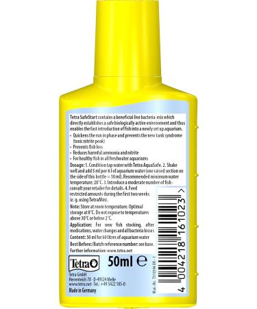 Tetra SafeStart Aquarium Starter - with live nitrifying bacteria allows the rapid introduction of fish in an aquarium 50 ml bottle. 50 ml (Pack of 1) Single - Buy Online on SooperMarket.com