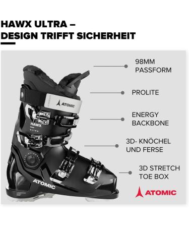 Atomic Hawx Ultra Ski Boots - Alpine Ski Boots with 3D Ankle & Heel for Precision - Narrow Fit 98mm - Black/White 29/29.5 | International Shipping Available - Buy Online on SooperMarket.com