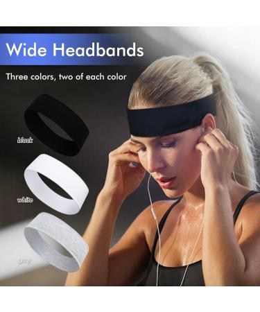 Sularpek 6 Pack Yoga Head Bands | Elastic Hair Bands for Women | Soft & Stylish Black & White Headbands for Yoga & Fitness - Buy Online on SooperMarket.com