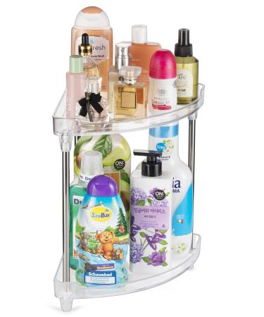 Argox Bathroom Organizer Countertop, Bathroom Finishing Countertop, Countertop Storage, Counter Storage, Storage Under The Sink,Transparent Bathroom Shelf sector 2 layers