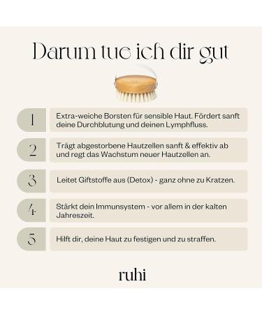 Ruhi 100% Natural Soft Body Brush - FSC-Certified Beech Wood Plastic-Free Lymphatic Drainage & Cellulite Massage - Made in Germany - Buy Online on SooperMarket.com