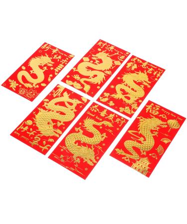CAXUSD 30pcs Envelopes New Year Gift Festival Red Envelope Traditional Red Pocket Year of Dragon Red Envelops Red Money Pocket Chinese Red Envelope New Year Envelope Large Pack Paper