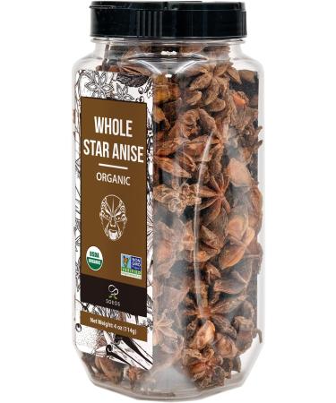 Organic Whole Star Anise 4 oz - USDA Organic, Non-GMO Star Anise Seed Pods - Buy Online on SooperMarket.com