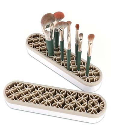 Lolalet 2 Pack Silicone Makeup Brush Holder Organizer Sew Desktop Organizers Multipurpose Make Up Brush Storage Stand for Painting Pen Brushes Eyeliner Pencil Ruler Sewing Craft Tools Stash n Store