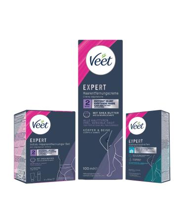 Veet Expert Cold Wax Strip Body & Legs - Wax strips for hair removal for all skin types including sensitive skin - 10 double strips 20 stripes