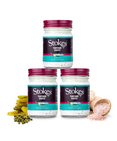 Stokes Real Tartare Sauce 3PK Smooth & Creamy Tartare Sauce Perfect For Fish Dishes Award Winning Gluten Free Tartare Sauce Made With Gherkins & Capers Beautifully Balanced Flavour 200g Glass Jar