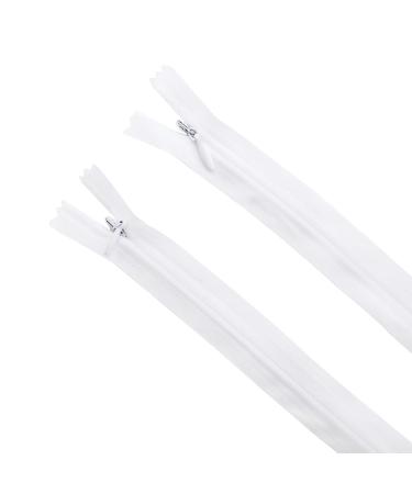 Invisible Zipper (2 Zippers) Nylon Coil 6 12 14 16 18 20 22 inch Black White Red Yellow Pink Orange Blue Grey Brown 3 Clothing and Craft Sewing (6  12  14  16  18  20  22) (White  12 inch) White 12 inch